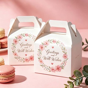 Scatola di Carta con Manico per Confezionamento Dolci e Cupcake, Elegante <span class=keywords><strong>Rosa</strong></span> con Logo Personalizzato, Vendita all'Ingrosso - Product Image 3