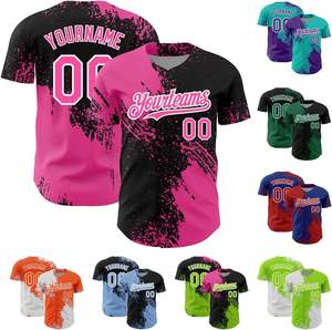 Imprimir camisetas de béisbol personalizadas con botones hacia abajo rojo azul marino personalizado Hip Hop camisetas de béisbol cosido nombre Número Logo para Unisex - Product Image 5
