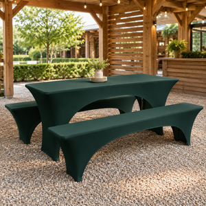 Water Repellent Option Beer Table <b>Bench</b> and Picnic Table Cover Set for Outdoor Rental and Catering Events - Product Image 1