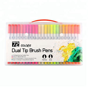 Ensemble de 72 marqueurs à double pointe, encre aquarelle, pointe fine 0,4 mm, pointe ronde, pointe pinceau - Product Image 1