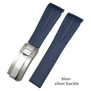 Correa de Reloj de Goma Transpirable de Lujo Azul de 19 mm, 20 mm, 21 mm, 22 mm, Hebilla de <span class=keywords><strong>Acero</strong></span> Inoxidable, Extremo Curvo para PILOT'S/ROL-EX/ - Product Image 6