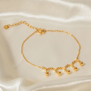 Nuove signore di arrivo cavigliere con ciondolo a sfera piccola con catena in acciaio inossidabile con cavigliere a forma di Y con piantagione in oro 18 carati per le donne - Product Image 5