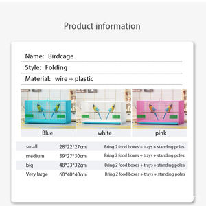 Satılık kuş kafesi büyük beyaz papağan metal tel kafes bıldırcın kuş kafesi - Product Image 6