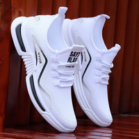 Chaussures de sport pour hommes personnalisées, pas chères, légères, à lacets, respirantes, en mesh, antidérapantes, blanches, décontractées