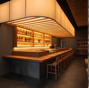 Barra de Sushi para Restaurante Japonés, Mostrador <span class=keywords><strong>Izakaya</strong></span> de Madera Sólida Personalizado, Iluminación LED, Vitrina de Pared para Vinos para <span class=keywords><strong>Bar</strong></span> Japonés - Product Image 4