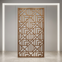 Paravent décoratif en acier inoxydable doré avec motif en losanges pour restaurant, salle à manger, séparation d'espace
