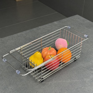 Cestello Estraibile Moderno in Acciaio Inox 304 per Lavello, Vassoio Scolapiatti <span class=keywords><strong>Salvaspazio</strong></span>, Rastrelliera da <span class=keywords><strong>Cucina</strong></span> Regolabile - Product Image 6