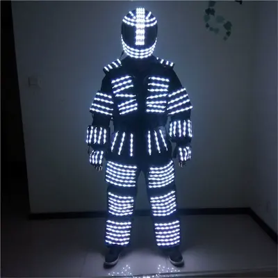 풀 컬러 스마트 픽셀 LED 로봇 세트 의상 옷 댄서 의상 LED 조명 발광 재킷 무대 댄스 성능