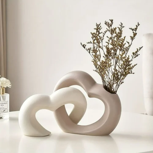 Vase en céramique en forme de cœur, support floral décoratif pour table, maison, bureau, salon, décoration intérieure, pots de fleurs et plantes - Product Image 1