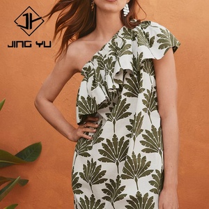 Robe de plage mini à volants en feuilles de palmier d'été, directement de l'usine, luxueuse, 100% coton, mini robe - Product Image 3