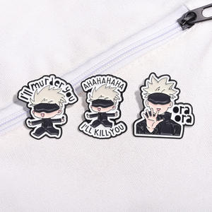 Broche de Metal con Personaje de Anime Divertido y Bonito, Lata Estilo <span class=keywords><strong>Manga</strong></span> en Blanco y Negro con Esmalte Suave para Regalos con Logotipo Temático, Venta Al por Mayor - Product Image 1