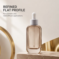 Flacon compte-gouttes plat en verre de luxe 30ml 50ml avec bouchon doré, personnalisable avec logo estampé à chaud, pour diffuseur de parfum et cosmétiques essentiels