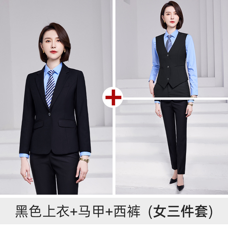 Women's black suit vest and trousers