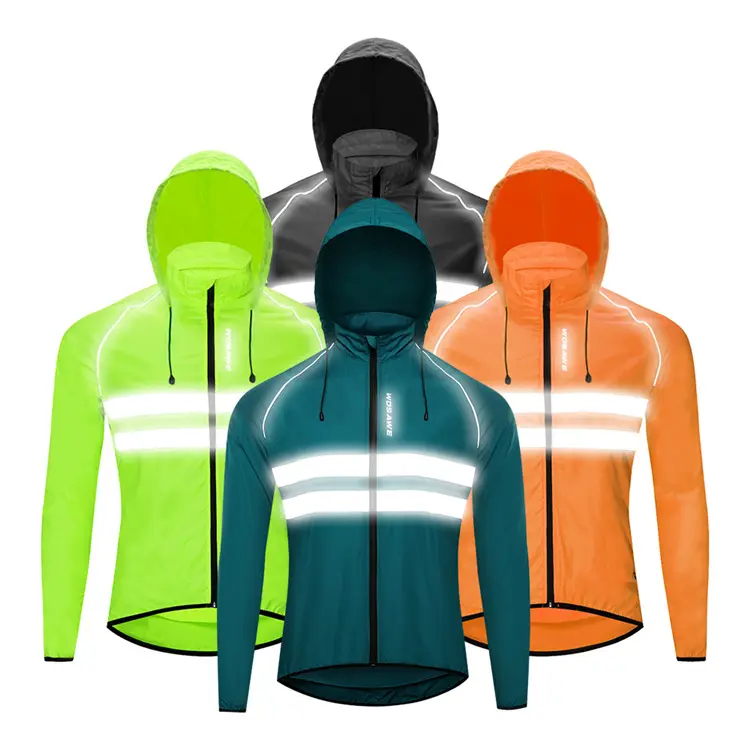 Camisetas de ciclismo con bloqueador solar para hombre, ropa deportiva con capucha y rayas reflectantes