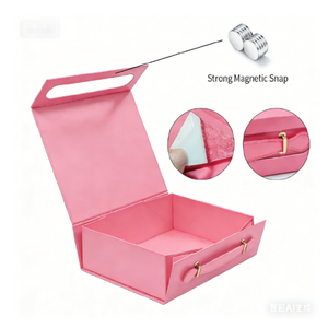 กล่องของขวัญรูปทรงหนังสือแบบพับได้พร้อมหูหิ้วหนังแบบพกพา - Product Image 5