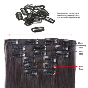 AliLeader 22 pollici 6 pz/set Ombre Highlight clip in <span class=keywords><strong>extension</strong></span> per <span class=keywords><strong>capelli</strong></span> <span class=keywords><strong>lunghi</strong></span> doppia trama leggero <span class=keywords><strong>capelli</strong></span> sintetici per donna - Product Image 3