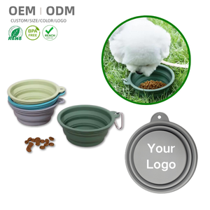 Custom logo Pet Folding Silicone Bowl Outdoor Easy Washable Foldable Dog Bowl Collapsible Puppy Bowl
