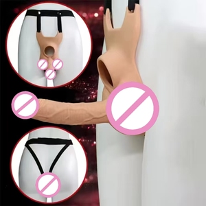 Dildo penetrasi ganda anal plug vibrator strap-on untuk pria pasangan dewasa dengan desain ergonomis untuk penggunaan <span class=keywords><strong>penis</strong></span> dan vagina - Product Image 4