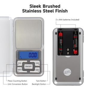 Balança Digital de Bolso em Aço Inoxidável <span class=keywords><strong>500g</strong></span> com Precisão de 0,01g, Portátil para Cozinha, Pesagem de Alimentos, Joias, Culinária e Café - Product Image 4