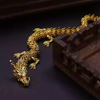 Statue de dragon chinois antique moderne traditionnelle en laiton 3D à cinq griffes, plaquée or, décoration Feng Shui pour la maison, ornement de bureau, moulée à la main