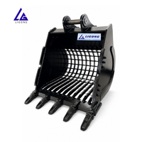Godet de criblage Riddle 48'' (1000 mm) avec espacement des grilles de 100 mm, capacité 0,8 m³, godet squelette pour criblage de terre avec coupleur S60 S70 pour pelle hydraulique de 20 tonnes
