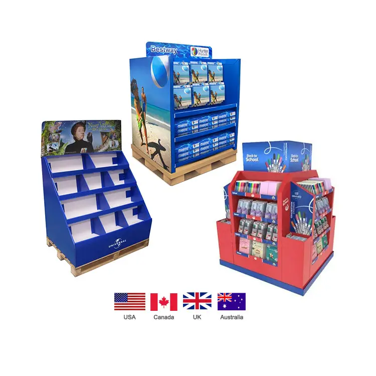 Custom Paper Rack Carton Stand Display Retail Funko Pop Cardboard Store Chocolate Candy Food Cardboard Pallet Display Stand