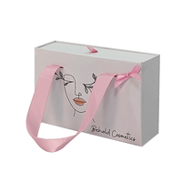 Boîte coulissante en carton de luxe avec logo imprimé pour bracelets, bagues, colliers, bijoux, petit coffret cadeau avec poignée en ruban