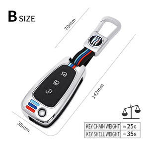 Accessoires automobiles Intérieur Flip Key Case Zinc Alloy Car Key Cover Keyless Key Fob Protector Compatible avec <span class=keywords><strong>Ford</strong></span> - Product Image 5