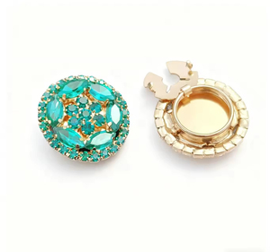 Competitively Priced Nickel Free Zinc Alloy Metal Buttons Rhinestone Decor Mushroom Shape Button Covers for Apparel Clothing - Product Image 2