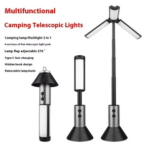 Luz de Camping Multifuncional 2 en 1, Linterna de Camping Recargable por USB con Gancho, Lámpara de Emergencia para Exteriores - Product Image 1