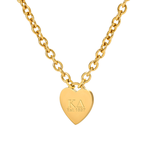 Collier de sororité pour femmes avec étiquettes en forme de cœur inspirées, initiales, cadeaux NPC, Phi Mu <span class=keywords><strong>Kappa</strong></span> Alpha Theta Phi Sigma Sigma, acier inoxydable 18K - Product Image 4