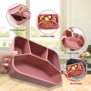 Nordic Style <b>Lunch</b> Box <b>Set</b> 4 Compartments Stackable Portable Bpa Free Eco-friendly silicone Food Container With Leak Proof Lid - Product Image 5