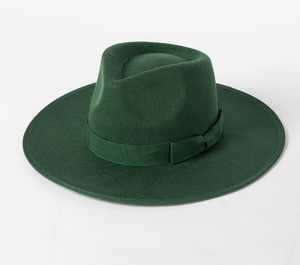W377 Gentlemen Handmade Jazz Hat Large Brim Haute Qualité Ruban Décoration Personnalisé <span class=keywords><strong>Pas</strong></span> <span class=keywords><strong>Cher</strong></span> 100% Laine Feutre Fedora Chapeau Plat - Product Image 5
