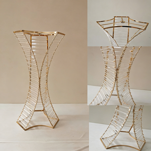 Soporte de Metal para Florero en Forma de Trompeta LANJO, Centro de Mesa de Acrílico y Cristal Dorado, Soporte de Metal Delgado para Flores - Product Image 3