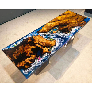 Meubles de villa modernes personnalisés Table en résine époxy rouge <span class=keywords><strong>et</strong></span> <span class=keywords><strong>bois</strong></span> de salle à manger pour meubles de maison - Product Image 3