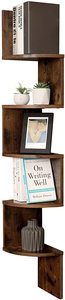 <strong>Corner</strong> Shelf 5-Tier Floating <strong>Wall</strong> Shelf With Zigzag Design <strong>Bookshelf</strong> Rustic Brown - Product Image 4