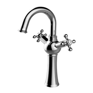 Two cross handle one hole high brass bathroom taps and mixers