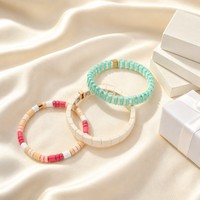 Nouveau bracelet élastique empilable en émail CENDA, perles carrées colorées, bracelet tendance pour femmes, bijoux perlés à la mode