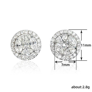 Orecchini a lobo E3343 con diamanti dorati, taglio brillante rotondo, montatura a griffe, gioielli classici da donna per matrimonio - Product Image 6