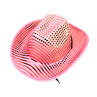 Cappello da Cowboy LED Luminoso in Paglia Satinata per Halloween, Natale, Festival, Cappelli da Festa Lampeggianti con Paillettes, Costume per Cosplay, Carnevale, Mardi Gras