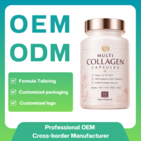 Capsules de collagène multiples, complexe de collagène multi-sources avec acide hyaluronique et vitamine C, 4 sources de collagène, supplément OEM ODM en marque privée