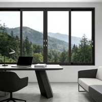 Ventanas Corredizas Modernas de Lujo de Aluminio con Doble Vidrio Templado, Impermeables para Interiores y Exteriores