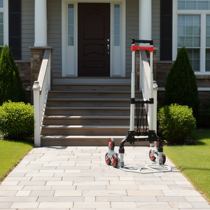 Carrello Pieghevole in Alluminio per Trasporto su Scale, Capacità 70 Kg, Piattaforma a Quattro Ruote per Attrezzi, Colore Argento - Product Image 2