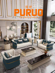 PURUO <span class=keywords><strong>Royal</strong></span> Villa canapés italiens canapé de luxe salon <span class=keywords><strong>suite</strong></span> en cuir véritable canapé sectionnel ensemble de meubles de salon canapé <span class=keywords><strong>3</strong></span> places - Product Image 6