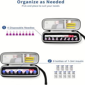 Étui de rangement portable, étanche, antichoc et léger pour fournitures médicales, aiguilles à insuline, stylos à insuline et flacons, en EVA avec fermeture éclair - Product Image 4