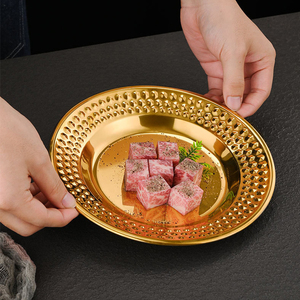 Assiettes de Présentation en Acier Inoxydable 304 Effet Diamant Martelé, <span class=keywords><strong>24</strong></span> <span class=keywords><strong>cm</strong></span>, Dorées, Modernes, Durables, pour Fêtes, Extérieur et Camping – Vente en Gros - Product Image 3