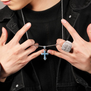 Collar con Colgante <span class=keywords><strong>de</strong></span> Cruz Colorido con Incrustaciones <span class=keywords><strong>de</strong></span> Circonitas Cúbicas 5A, Chapado en Oro, Cadena <span class=keywords><strong>de</strong></span> Cuerda, Joyería Hip Hop, <span class=keywords><strong>Regalo</strong></span> para Hombres y Mujeres - Product Image 5