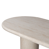 Table de salle à manger extérieure en pierre naturelle marbrée unique, résistante aux intempéries, 102 pouces