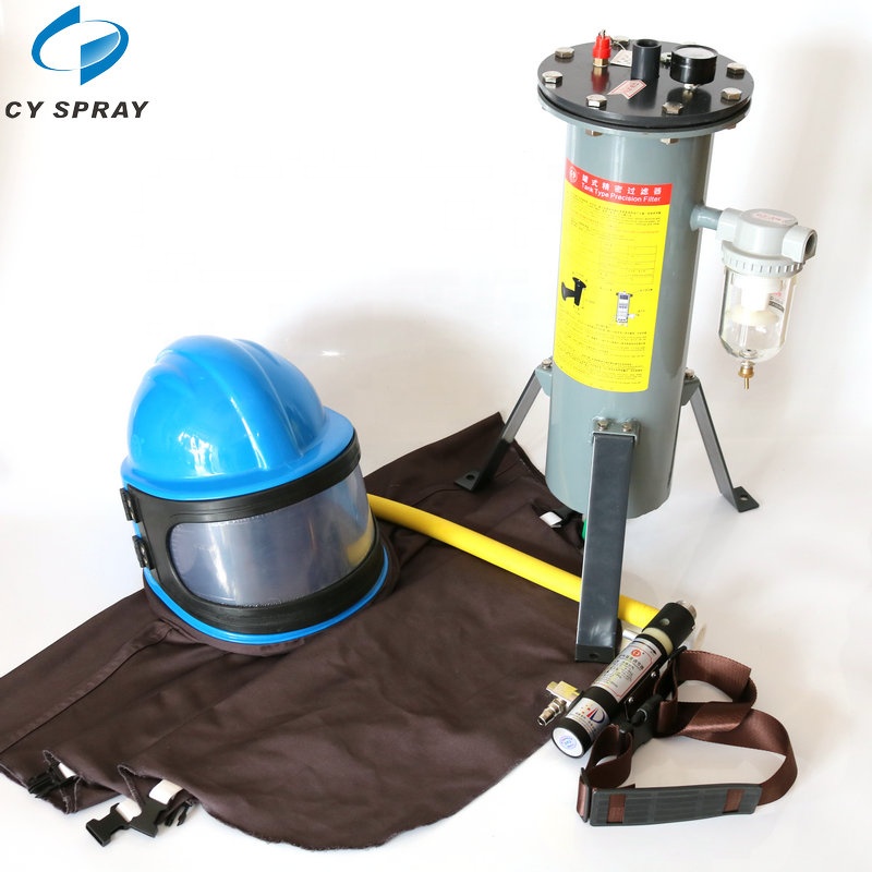 Giấy Chứng Nhận CE Phun Cát Hood Sandblaster Công Cụ Bụi Bảo Vệ Mặt Mũ Bảo Hiểm