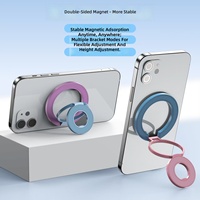Support magnétique pour téléphone compatible avec les téléphones Android et iPhone, triple pliage, aimant double face, support de doigt magnétique